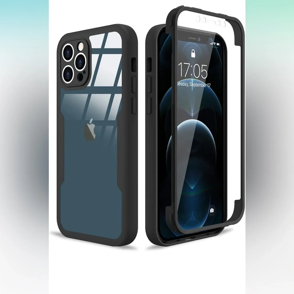 iPhone 360 14 Max Case Full Body Clear Design with Built-in Screen Protector